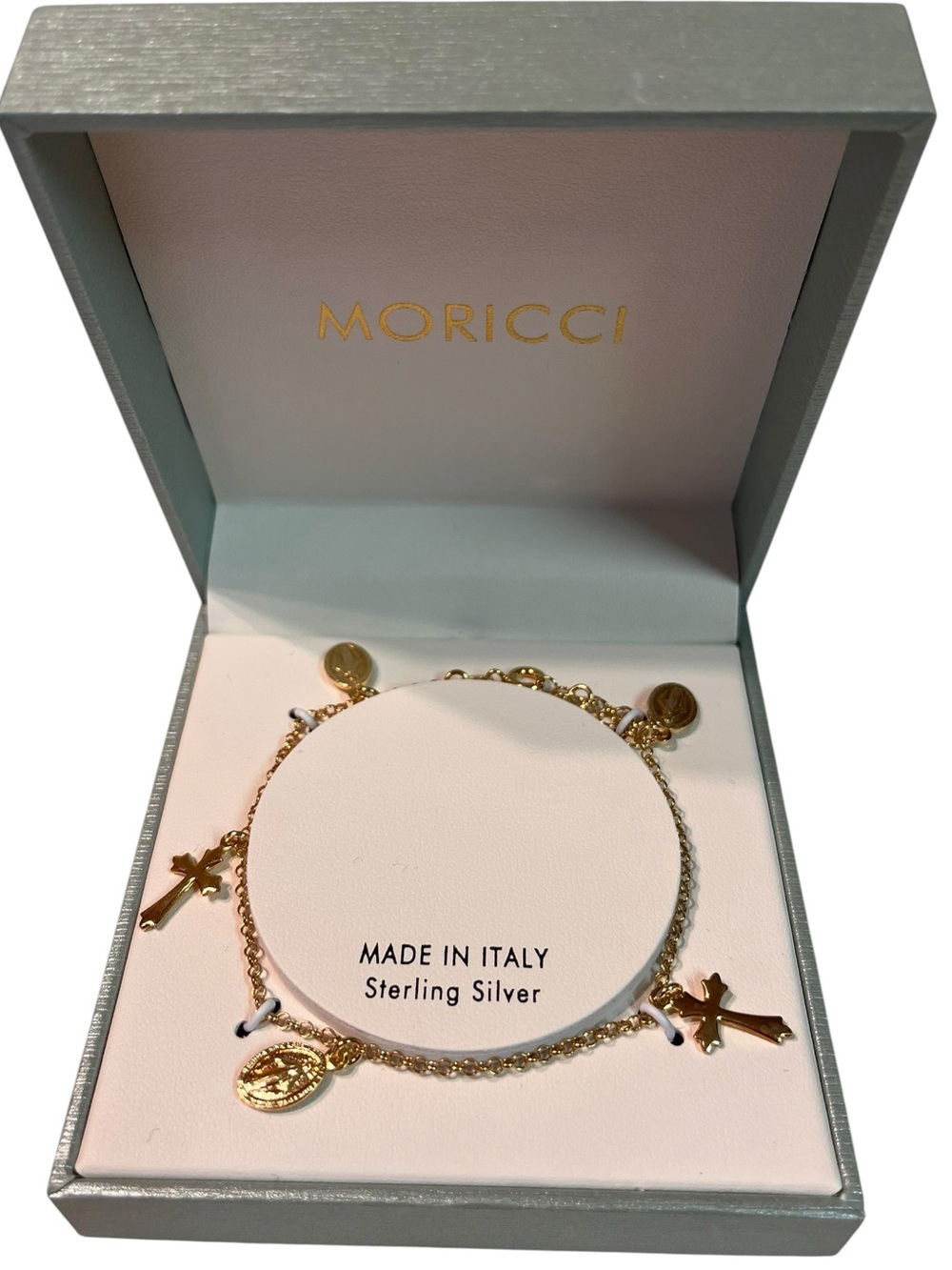Moricci Gold-Tone Sterling Silver Charm Bracelet
Cross 
NEW